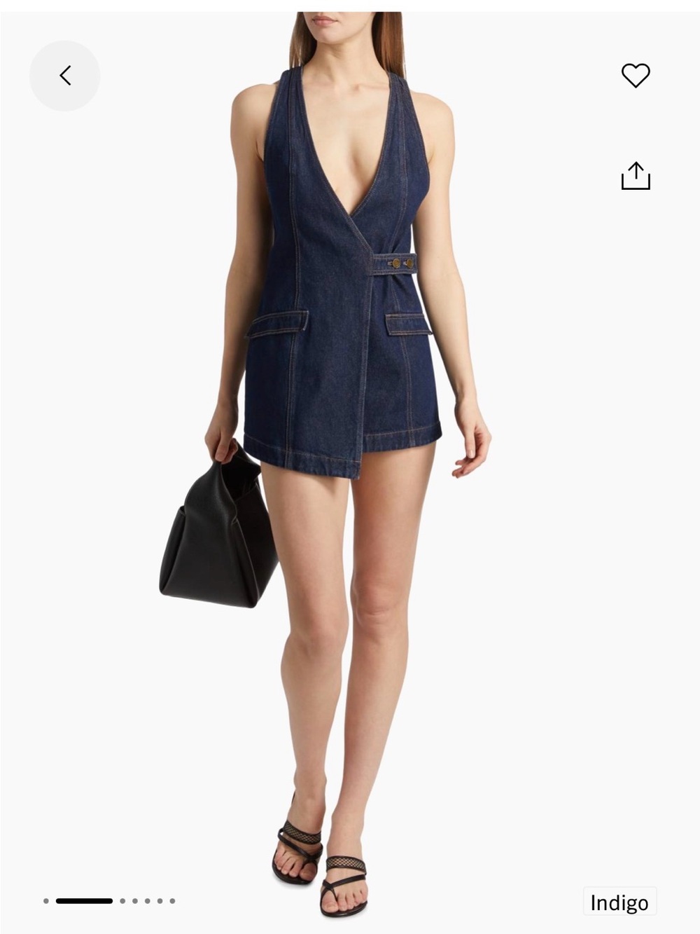 Indigo Denim Plunge Mini Dress